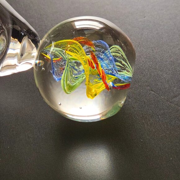 Hand Blown Cosmo Martini Glass SWIRL Bubble Ball Stem Murano Fasce Style - Picture 6 of 13